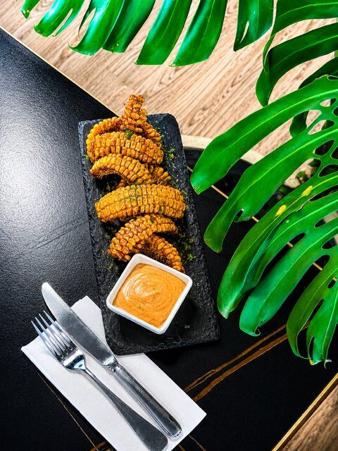 Tajin spiced corn ribs with harissa aioli